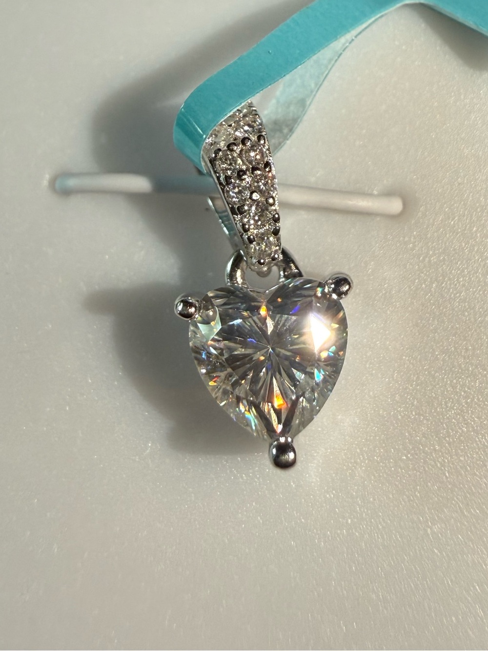 Genuine Moissanite Heart Pendant in Sterling Silver!